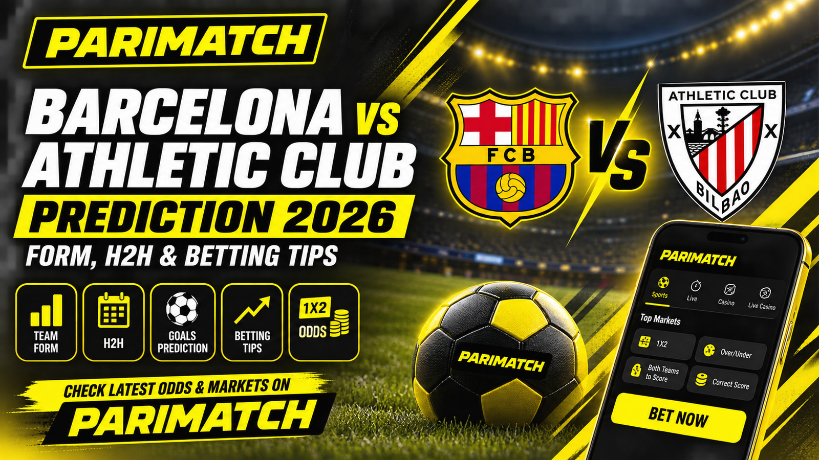 Barcelona vs Athletic Club Prediction 2026 – Form, H2H & Betting Tips